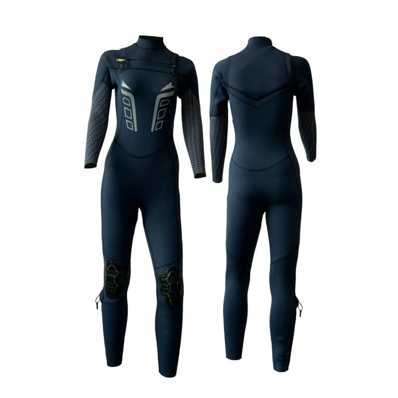 Women’S Full Wetsuit 3/2mm Neoprene Front Chest Zip, Flex Panels, Reinforced Knees, Ankle Zips | Surfing, Diving, Snorkeling, SUP